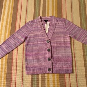 NWT Talbots Petite P Striped Purple Cardigan with Buttons